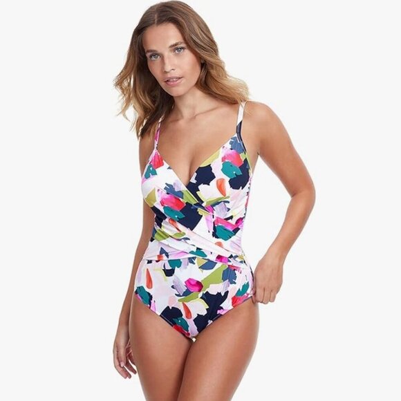 PROFILE By Gottex Tutti Frutti White One Piece Swimsuit No Size Tag Check Measur - Picture 1 of 8